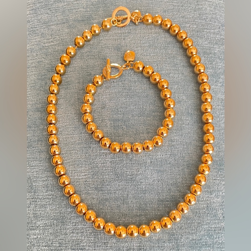 Ralph Lauren NWOT Gold beaded necklace and bracelet set